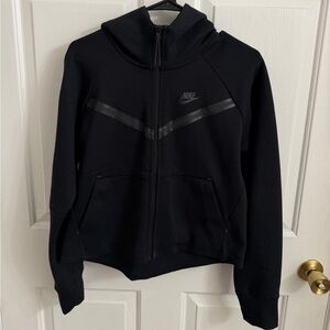 Nike Black Hooded Zip Jacket with White Logo